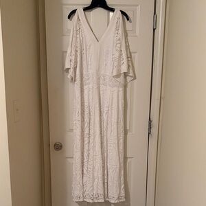 Lane Bryant White Maxi Dress with V-Neck